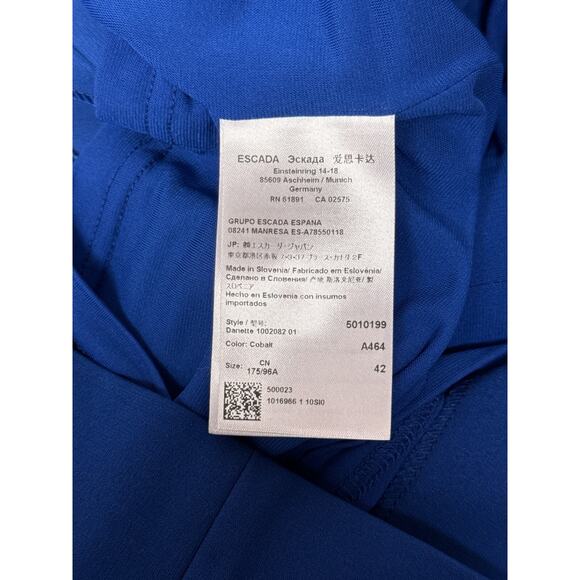 Escada Dress 42 / US 12 Womens Blue Bodycon Illusion Paneled Sheath Knee Midi - Picture 8 of 9